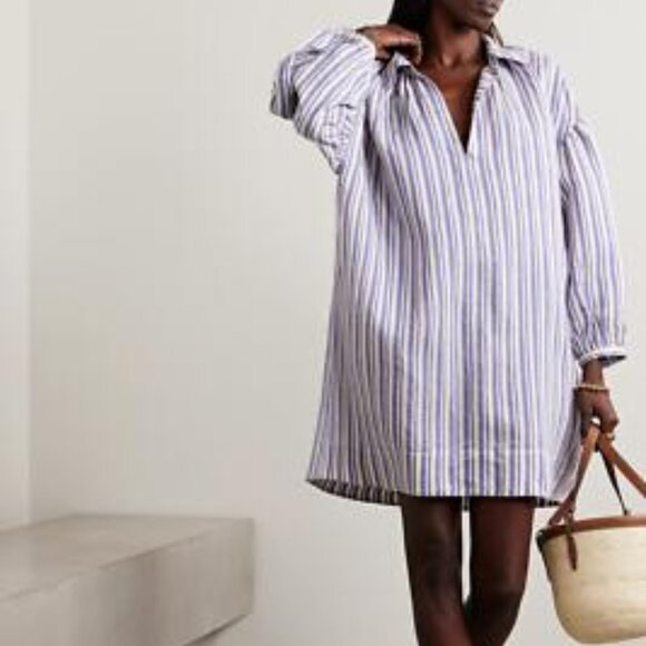 Doen Marine Dress Blue Villandry Striped Silk Dress NWT Size XS - Picture 3 of 11